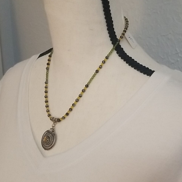 HANDMADE Eagles Eye Czech Glass Round Byzatine Pendant Beaded Necklace - Picture 4 of 6